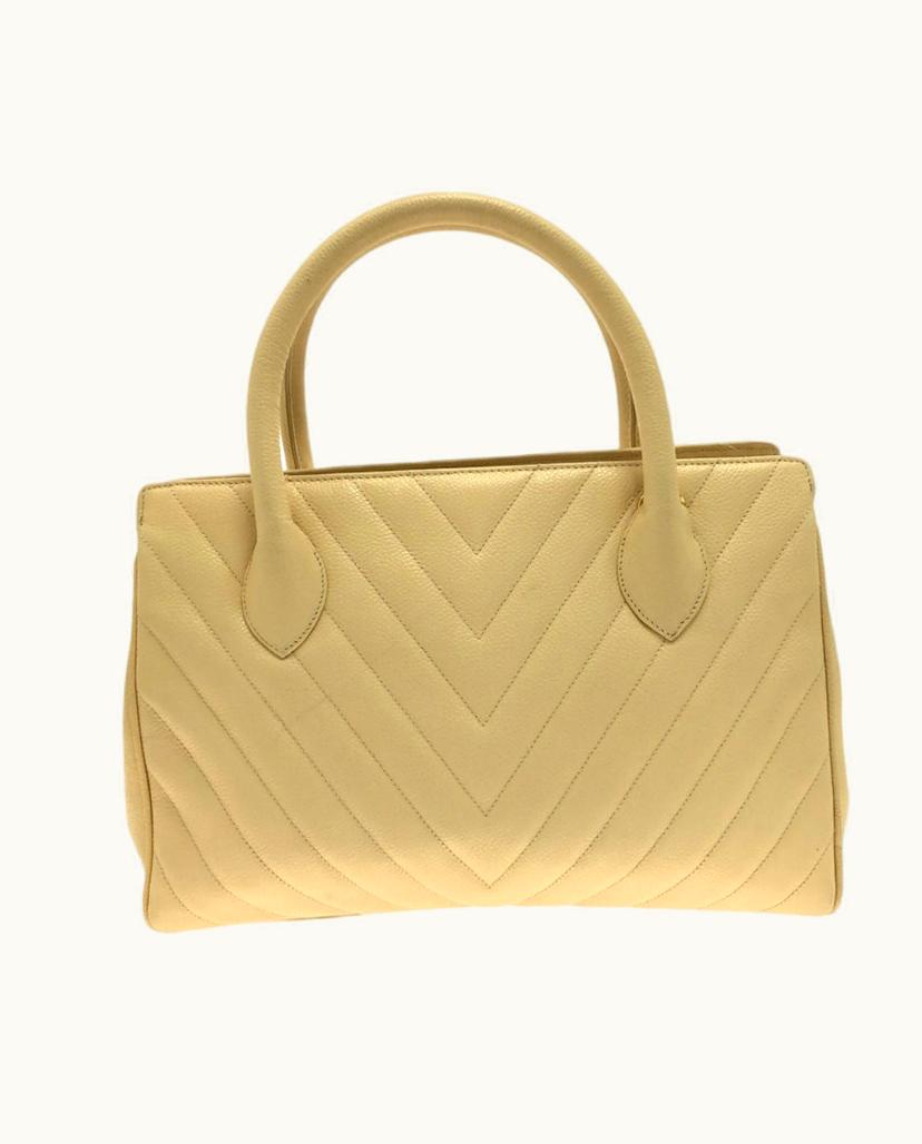 Chanel Chanel V-Stich Women's Handbag Leather Beige