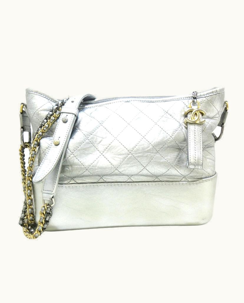Chanel Chanel Gabrielle Leather Hobo Bag in Silver