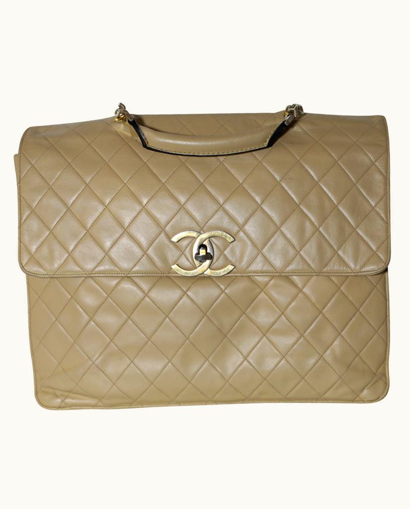 Chanel Chanel Maxi Jumbo Satchel Leather Dark Beige