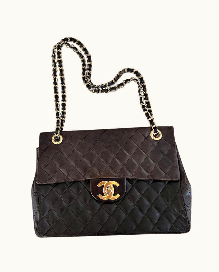 Chanel Chanel Vintage Zipper Buckle Embossed Flap Bag Leather In Brown