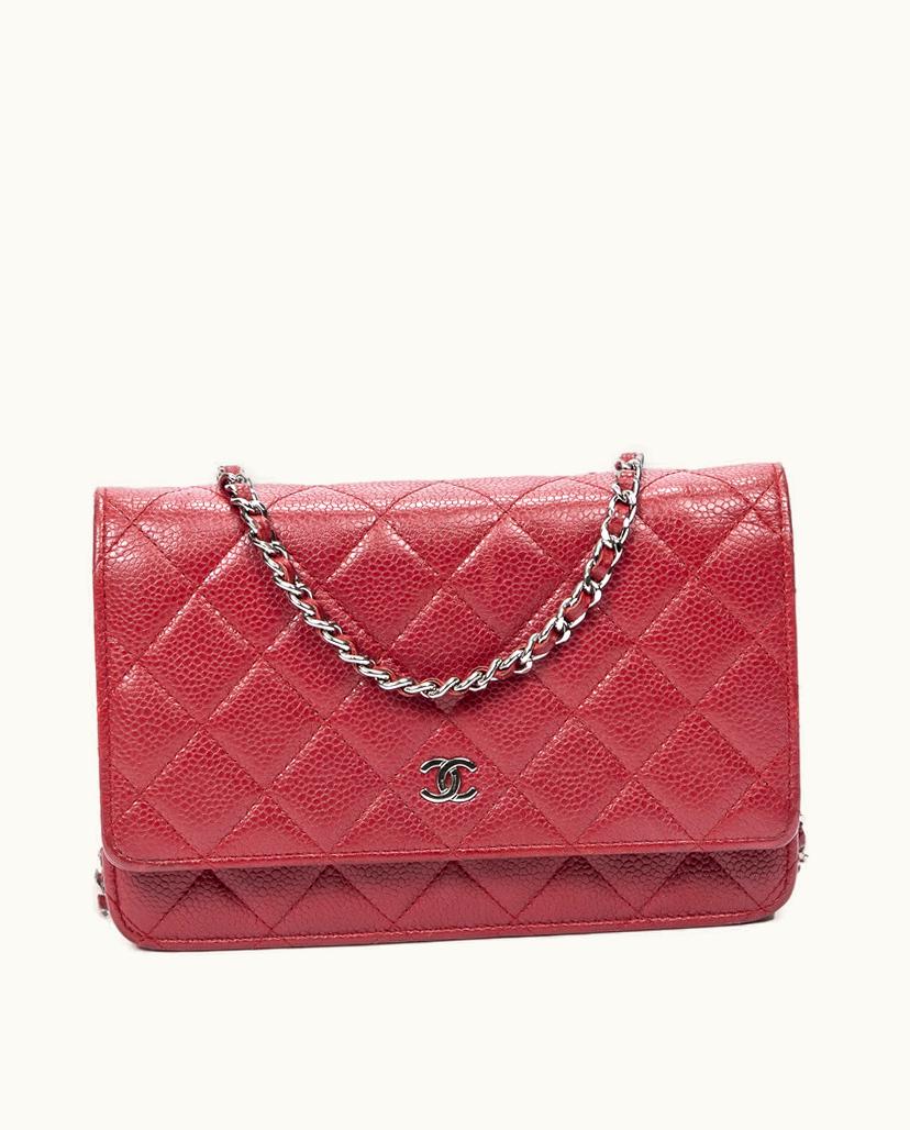 Chanel Chanel CC Timeless Wallet On Chain Shoulder Bag Caviar Leather In Red