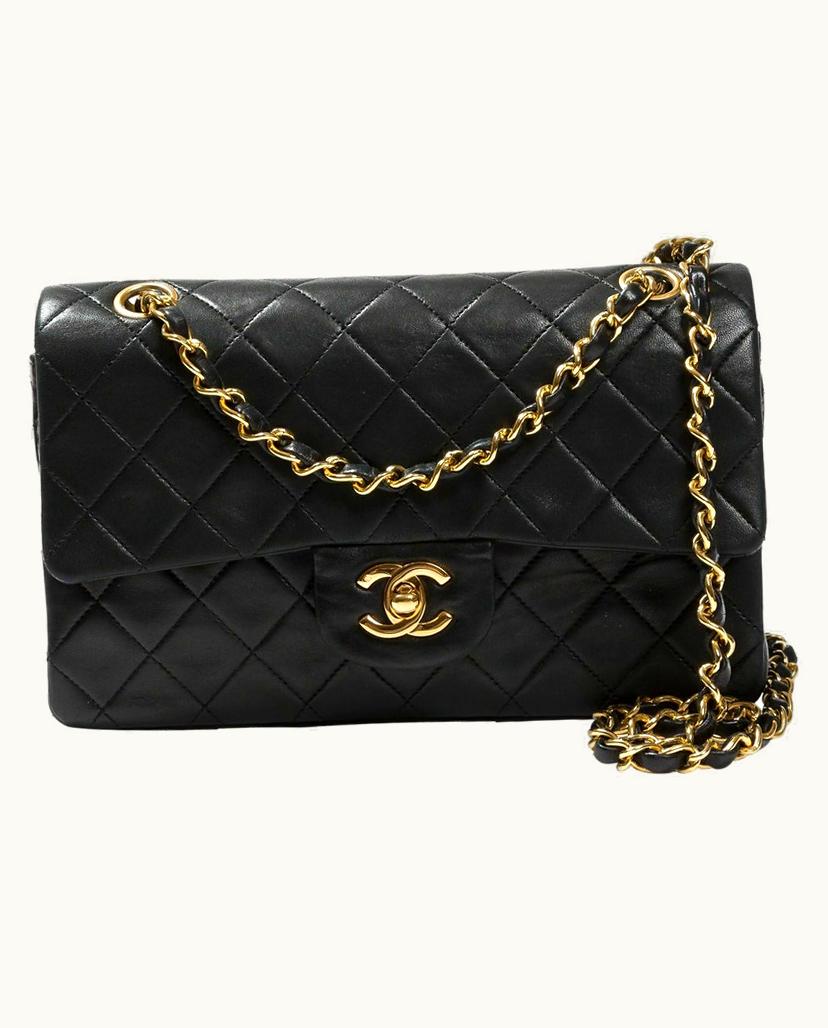 Chanel Chanel 1986-1988 Vintage Classic Flap Bag Lambskin Black Gold