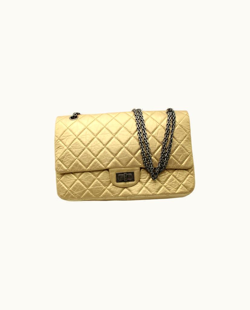 Chanel Chanel Reissue 2.55 Classic Maxi 227 Double Flap Shoulder Bag Light Gold