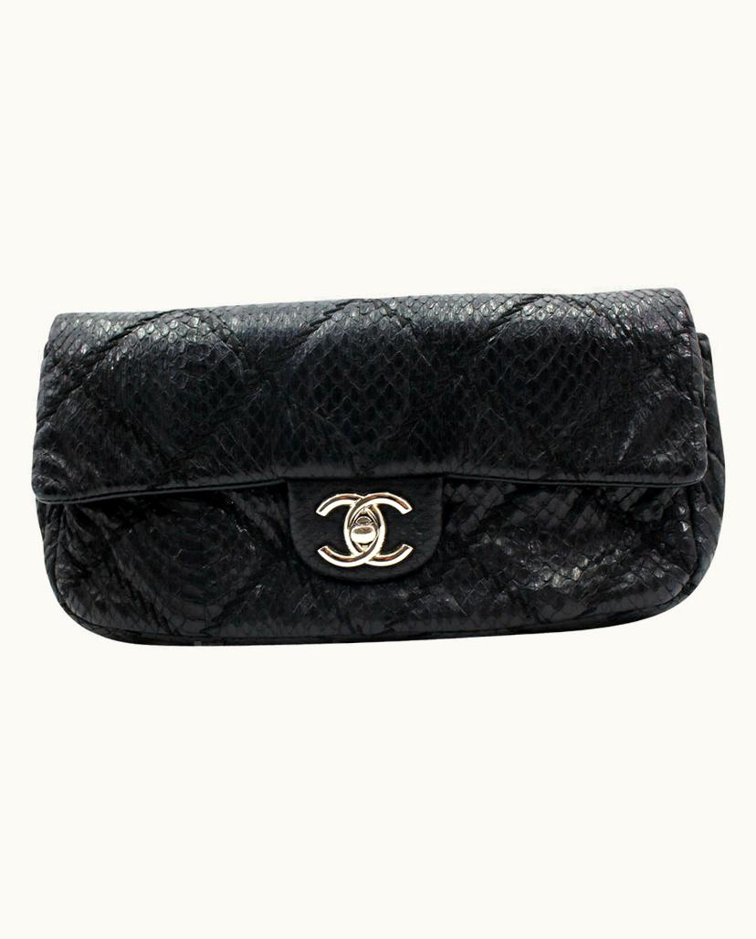 Chanel Chanel Python Flap Pochette Shoulder Bag in Black
