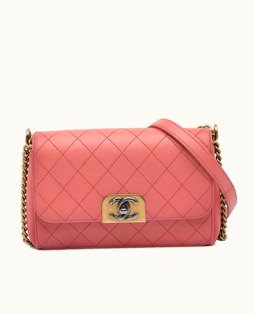 Chanel Chanel CC Quilted Crossbody Bag Leather In Pink