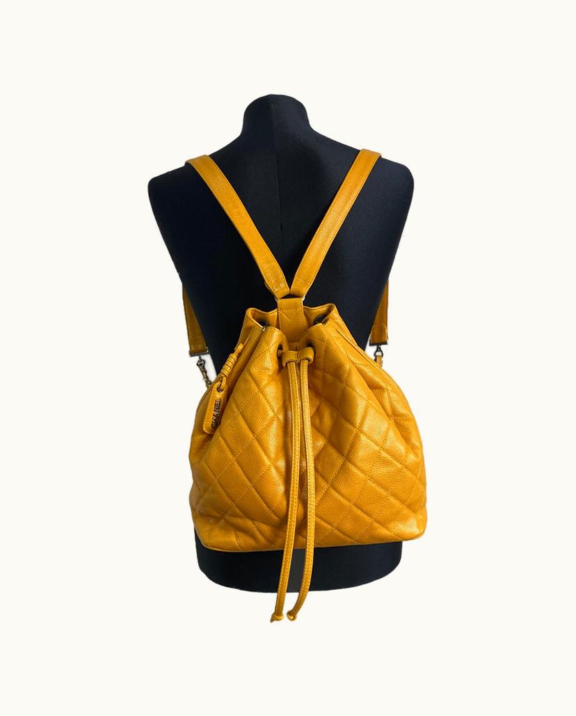 Chanel Chanel Women's Backpack Leather In Yellow