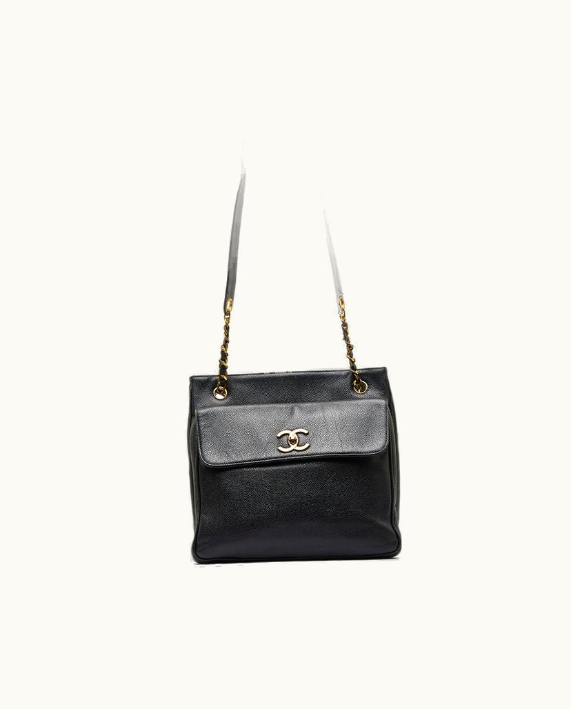 Chanel Chanel CC Caviar Leather Shoulder Bag Black