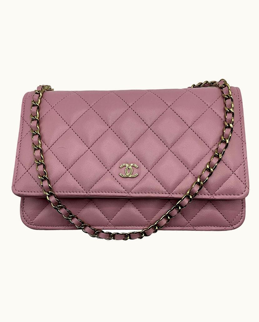Chanel Chanel Classic Wallet On Chain Lambskin Leather Pink