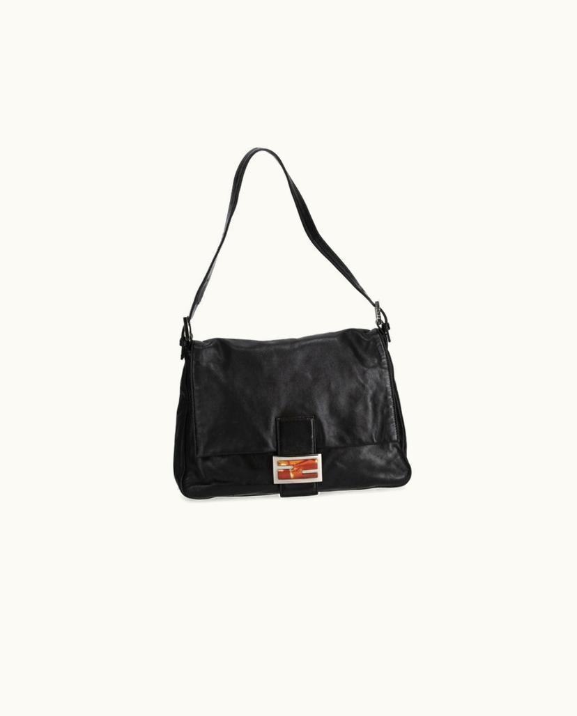 Fendi FENDI Mamma Baguette Leather Shoulder Bag Black