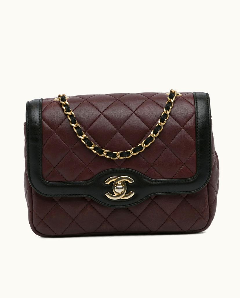 Chanel Chanel Two-Tone Day Flap Bag Leather In Red x Burgundy
