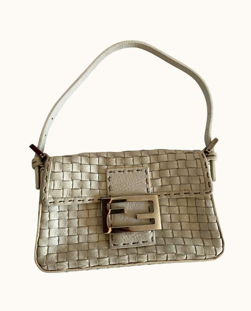 Fendi Fendi Lovely Vintage Baguette Bag Mini Leather Silver