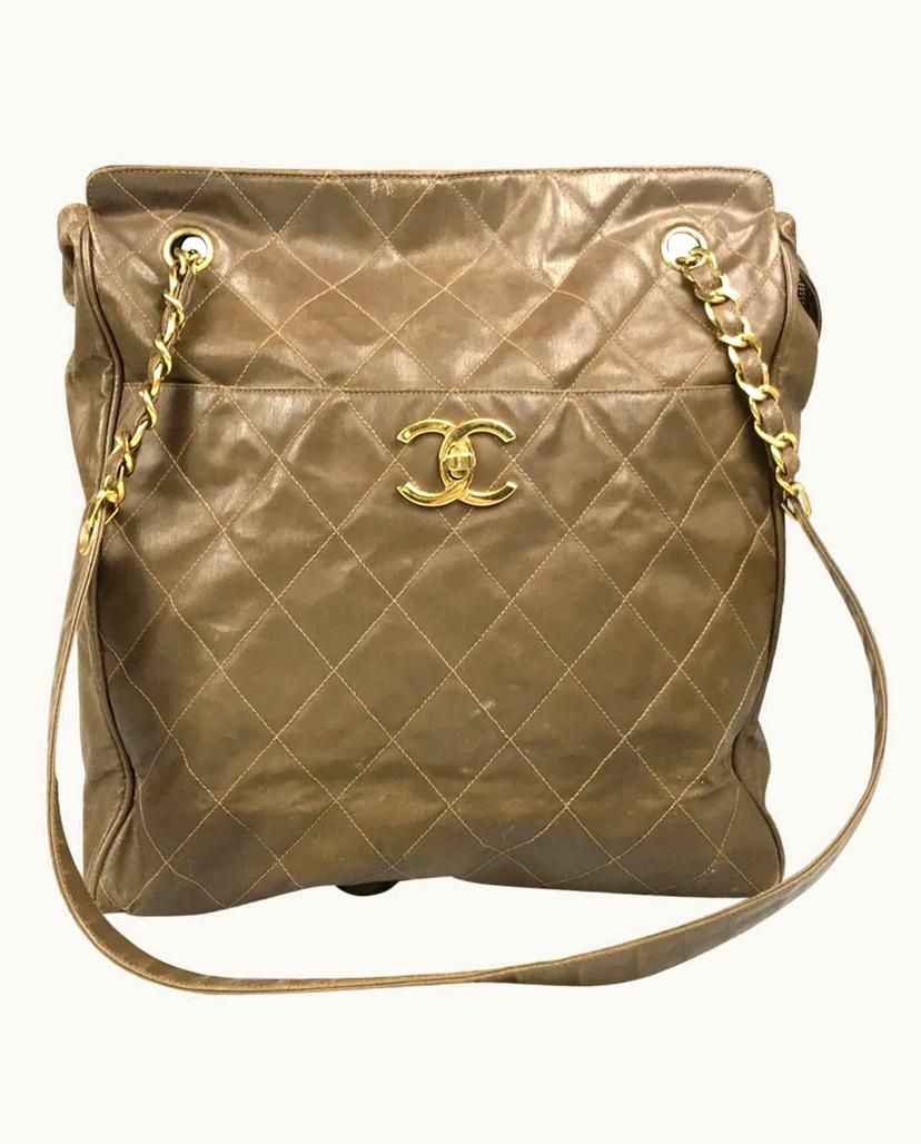 Chanel Chanel Matelasse CC Logo Shoulder Bag Leather Brown
