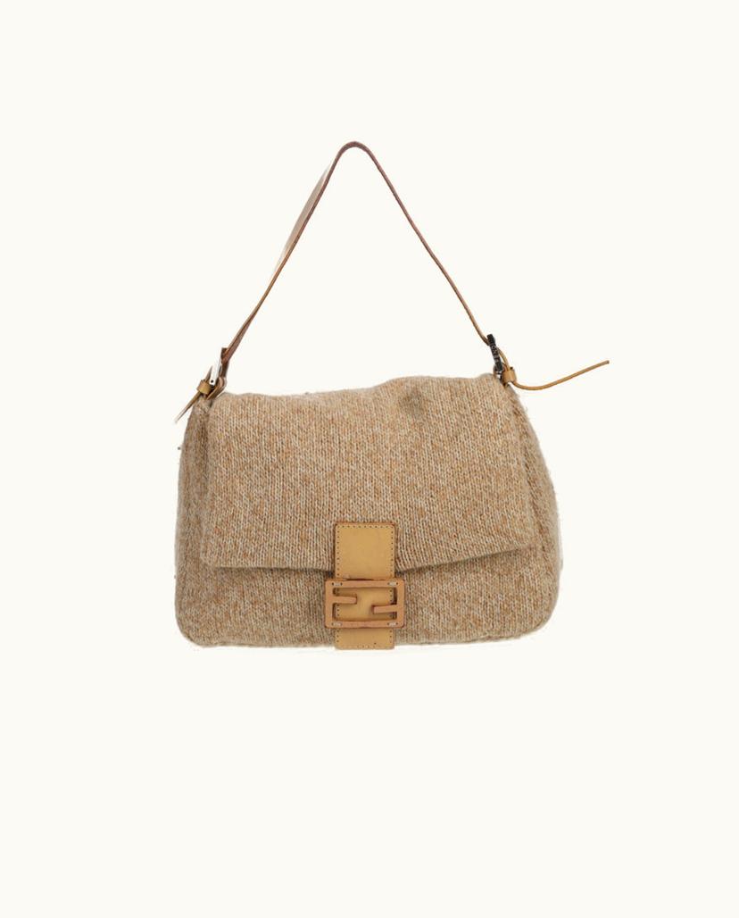 Fendi Fendi Mamma Baguette Shoulder Bag Wool Beige