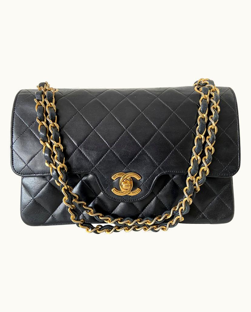 Chanel Chanel 2.55 Small Double Flap Bag Lambskin Leather In Black