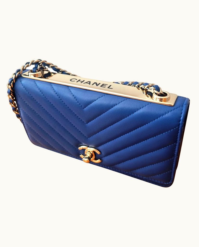 Chanel Chanel Limited Edition Women's Wallet On Chain Handbag Gold Plate Blue
