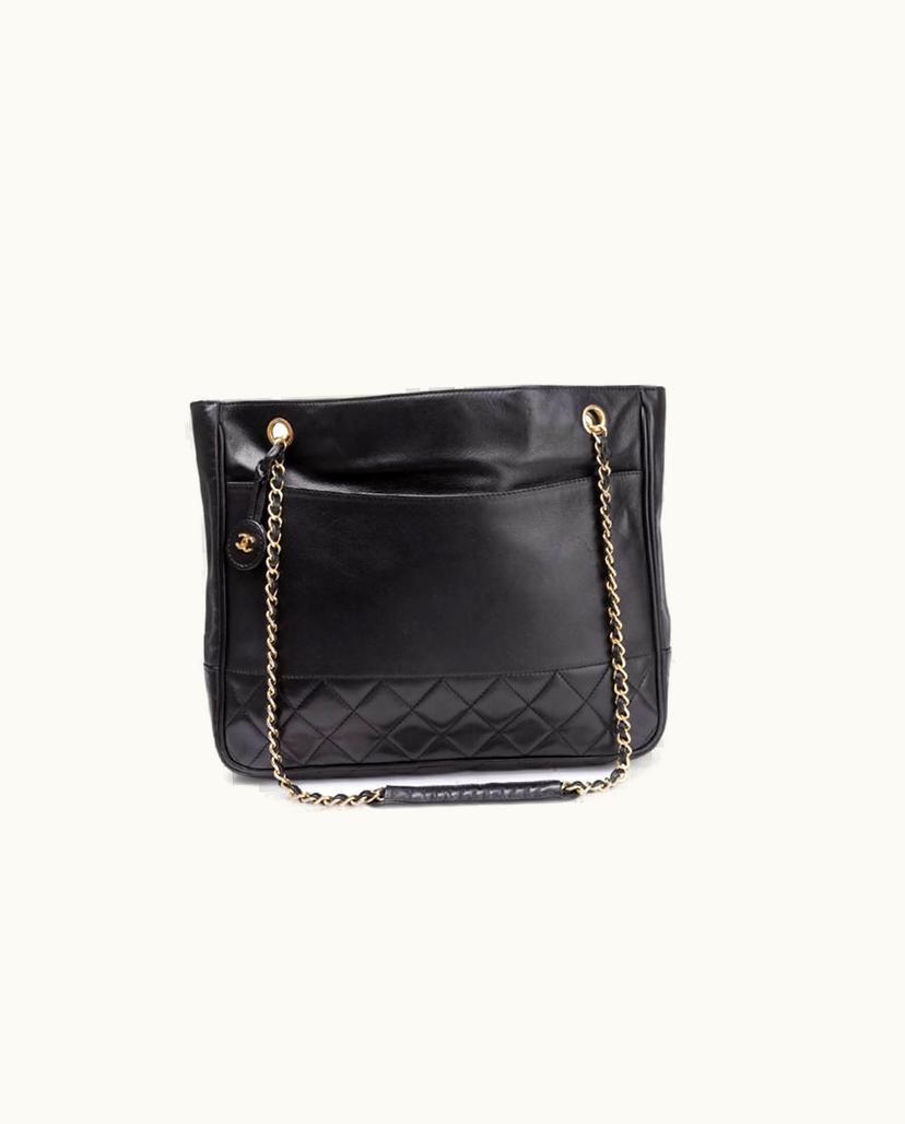 Chanel CHANEL Quilted Leather Tote Bag Black