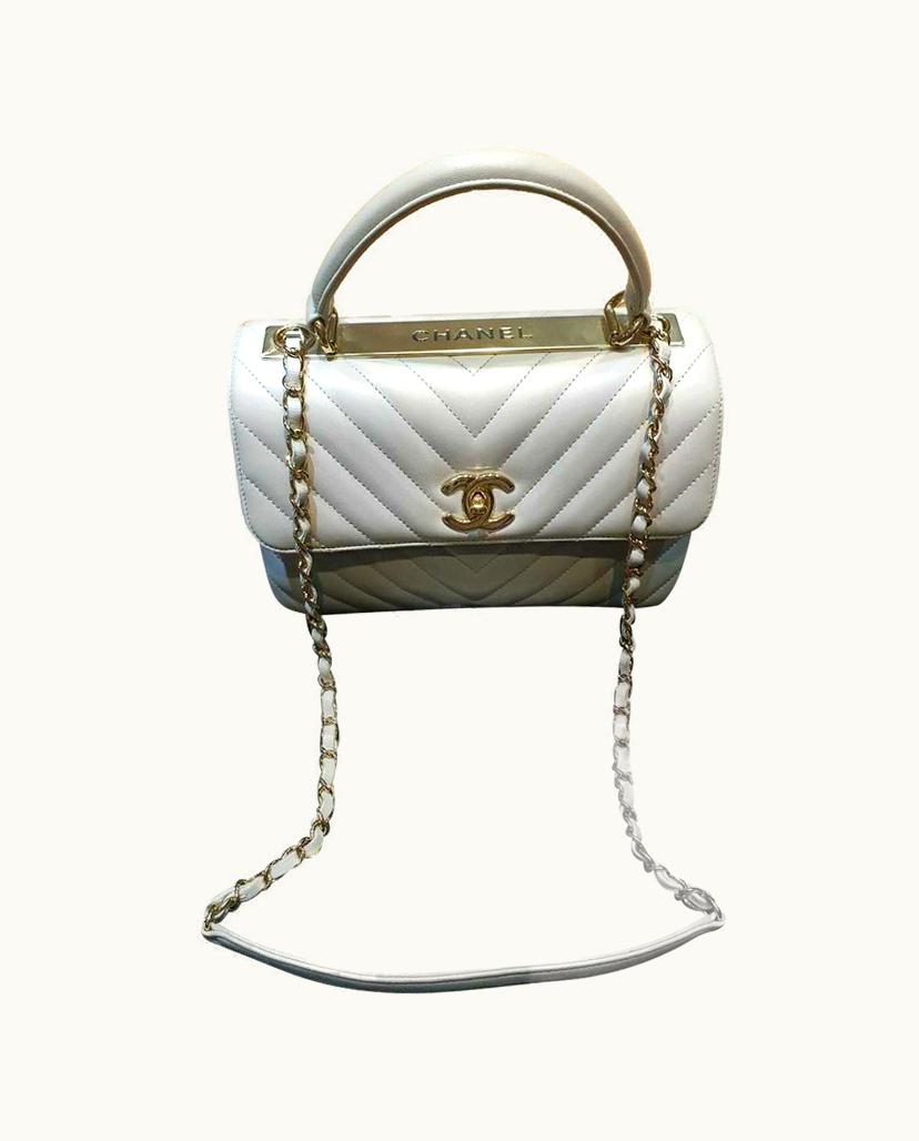 Chanel Chanel Women's Trendy Top Handel Leather In Grey - Luxe Model 2-Compartment Lamb Leather Bag Gold