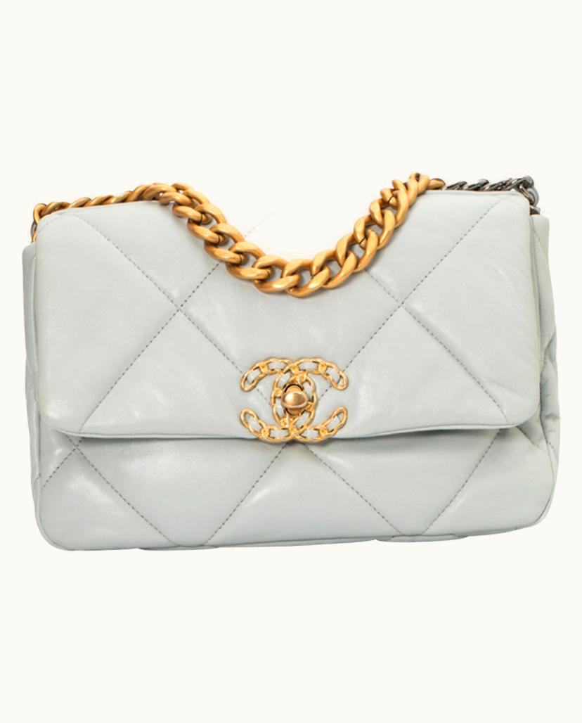 Chanel Chanel 19 Women's Leather Bag Blue Gold