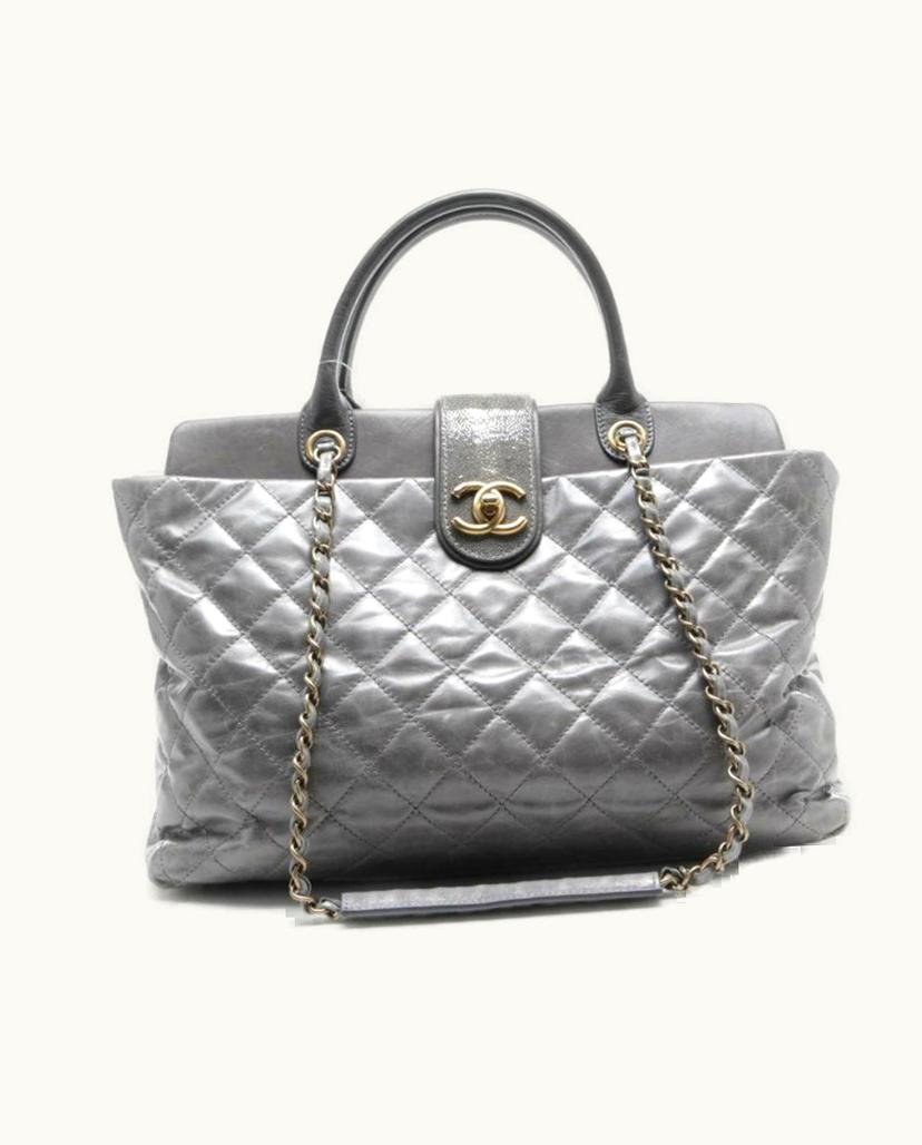 Chanel Chanel Classic Tote Handbag Leather Grey