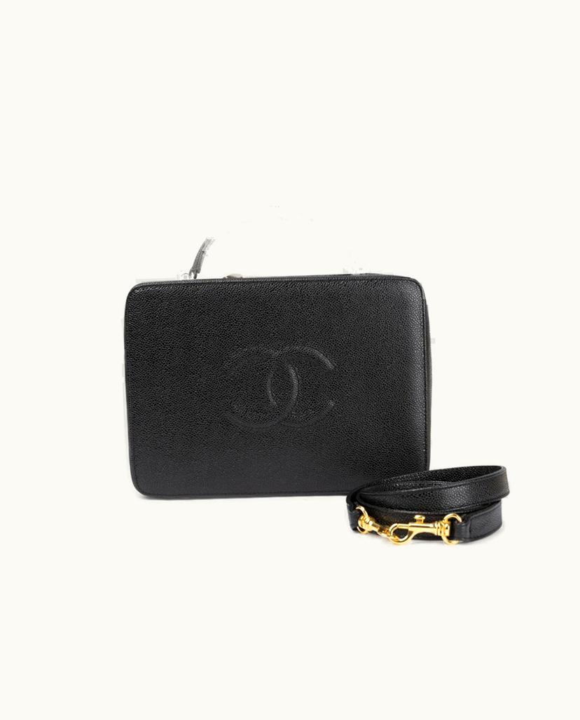 Chanel Chanel Caviar Vanity Case Leather Black