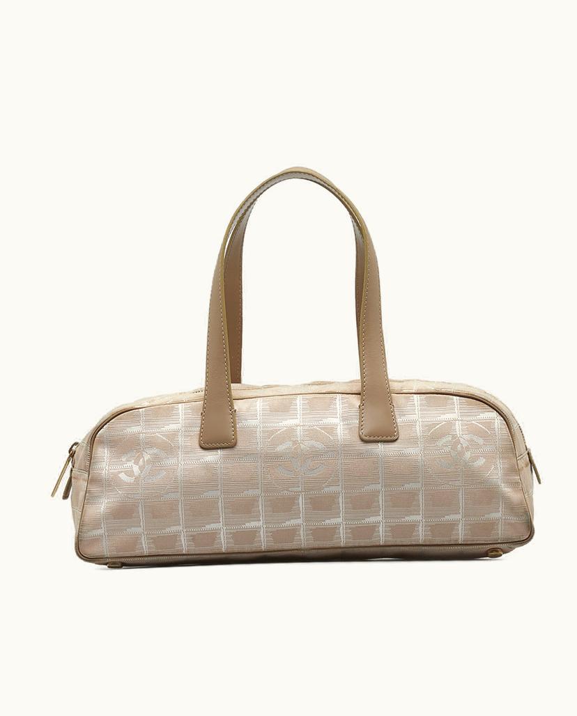 Chanel Chanel Travel Line Handbag Nylon Brown x Beige
