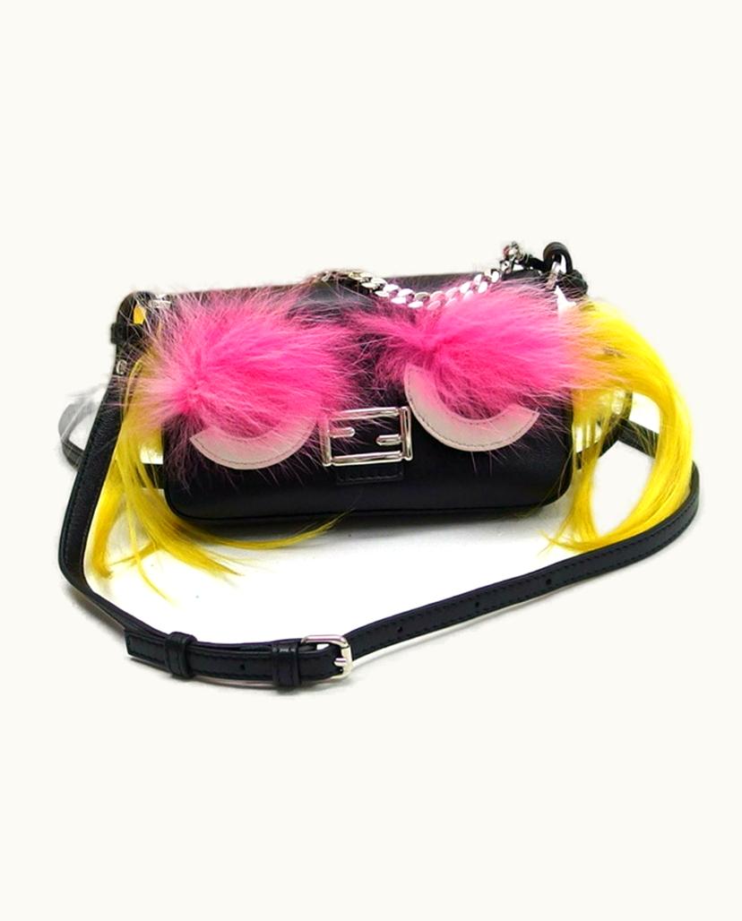 Fendi Fendi Mini Baguette Shoulder Bag Leather In Black