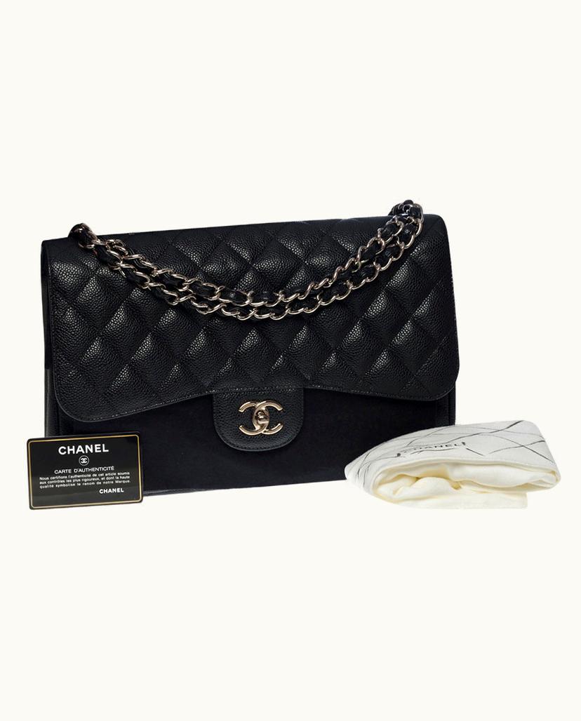Chanel Chanel Timeless Jumbo Handbag Quilted Caviar Leather In Black