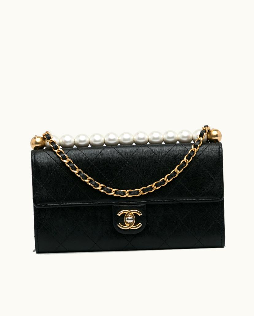 Chanel Chanel Chic Pearls Crossbody Bag Leather Clutch Black