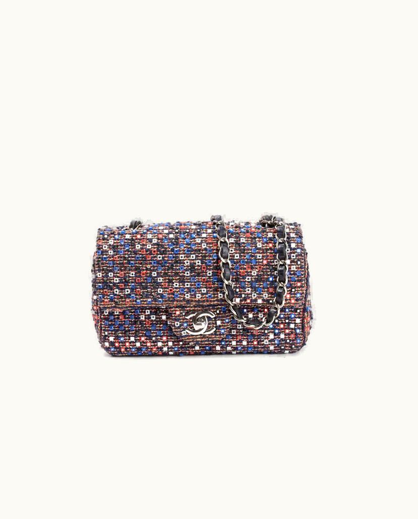 Chanel Chanel Timeless Mini Single Flap Bag Multicoloured Tweed Silver-Tone