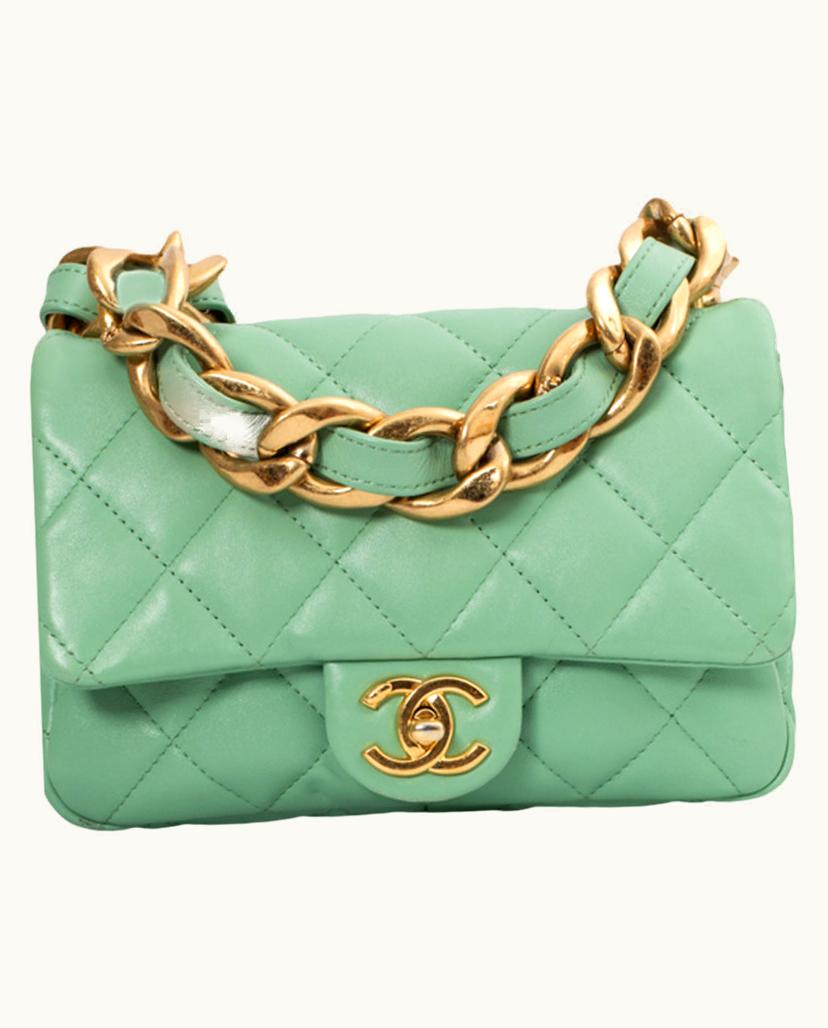 Chanel Chanel Timeless Flap Bag Leather In Green