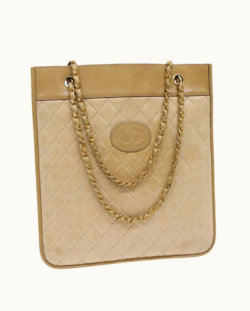 Chanel Chanel Matelassé Shoulder Bag in Beige Leather
