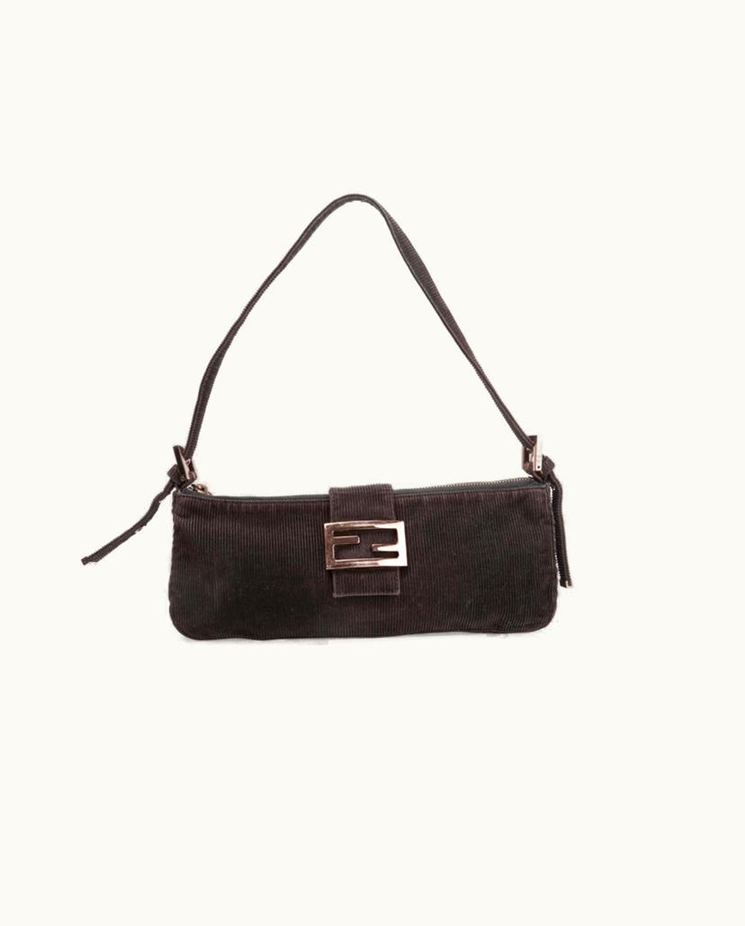 Fendi Fendi Corduroy Shoulder Bag In Black