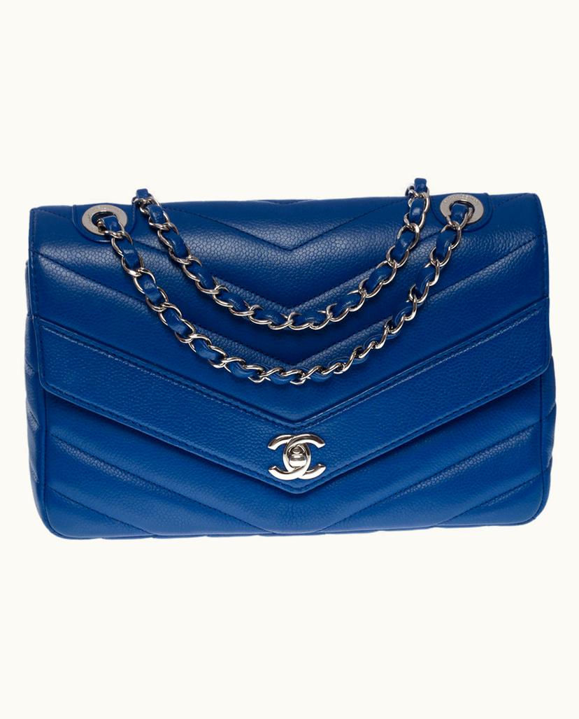 Chanel Chanel Timeless Classic Sac Women's Handbag Caviar Leather Blue