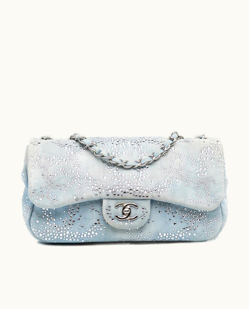 Chanel Chanel CC Strass Flap Denim Crossbody Bag Blue x Light Blue