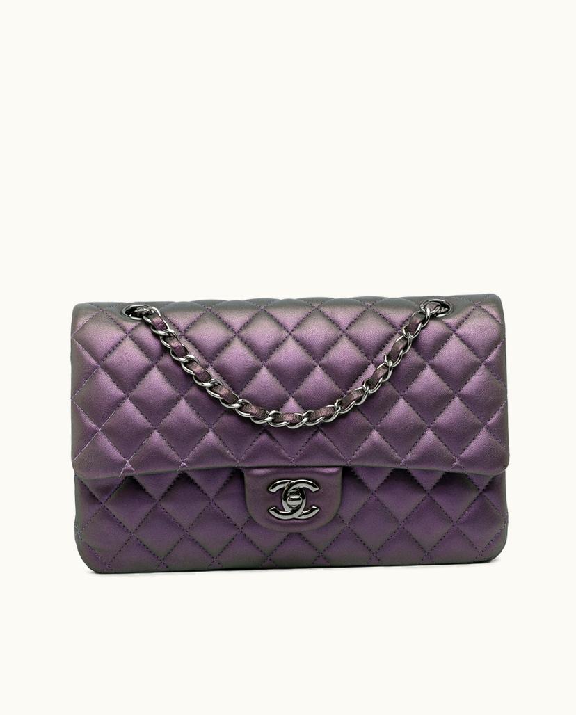 Chanel Chanel Classic Double Flap Shoulder Bag Lambskin Purple