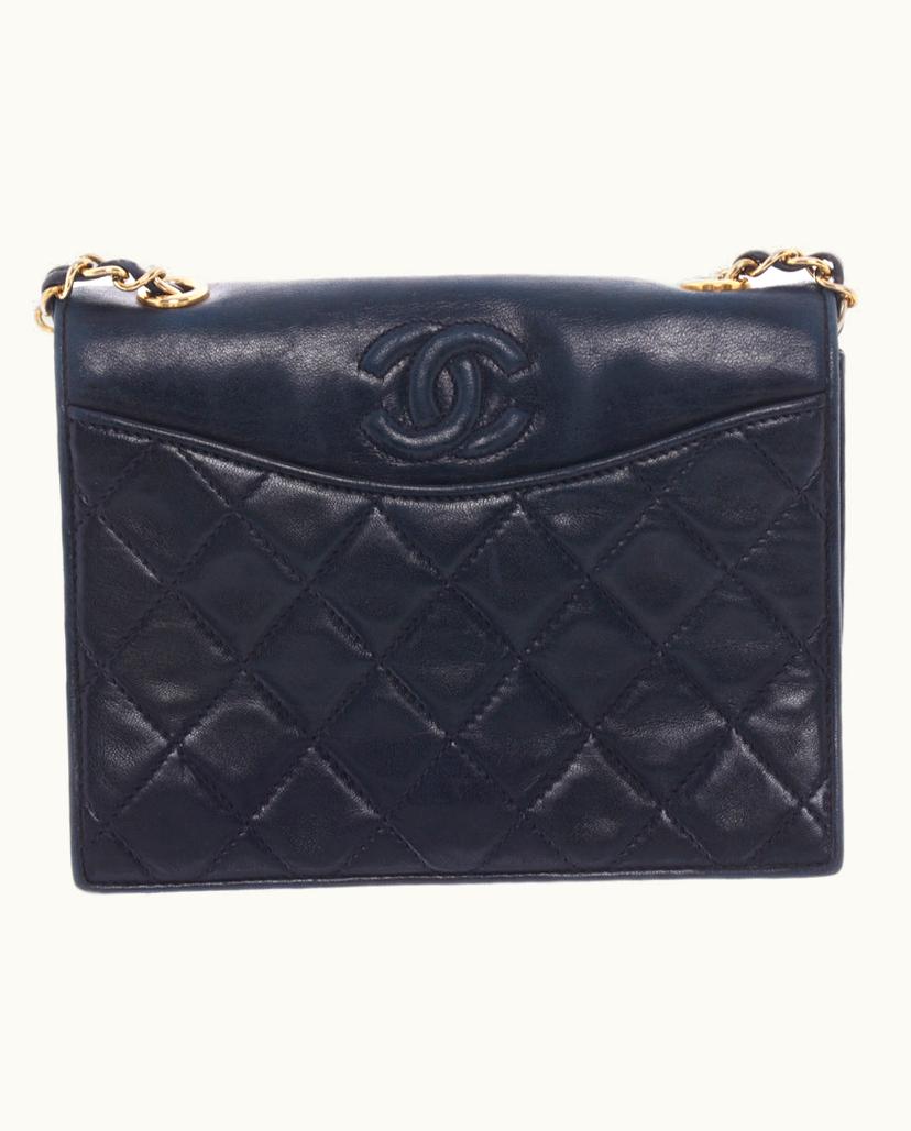 Chanel Chanel Diamond Flap Bag Leather In Blue