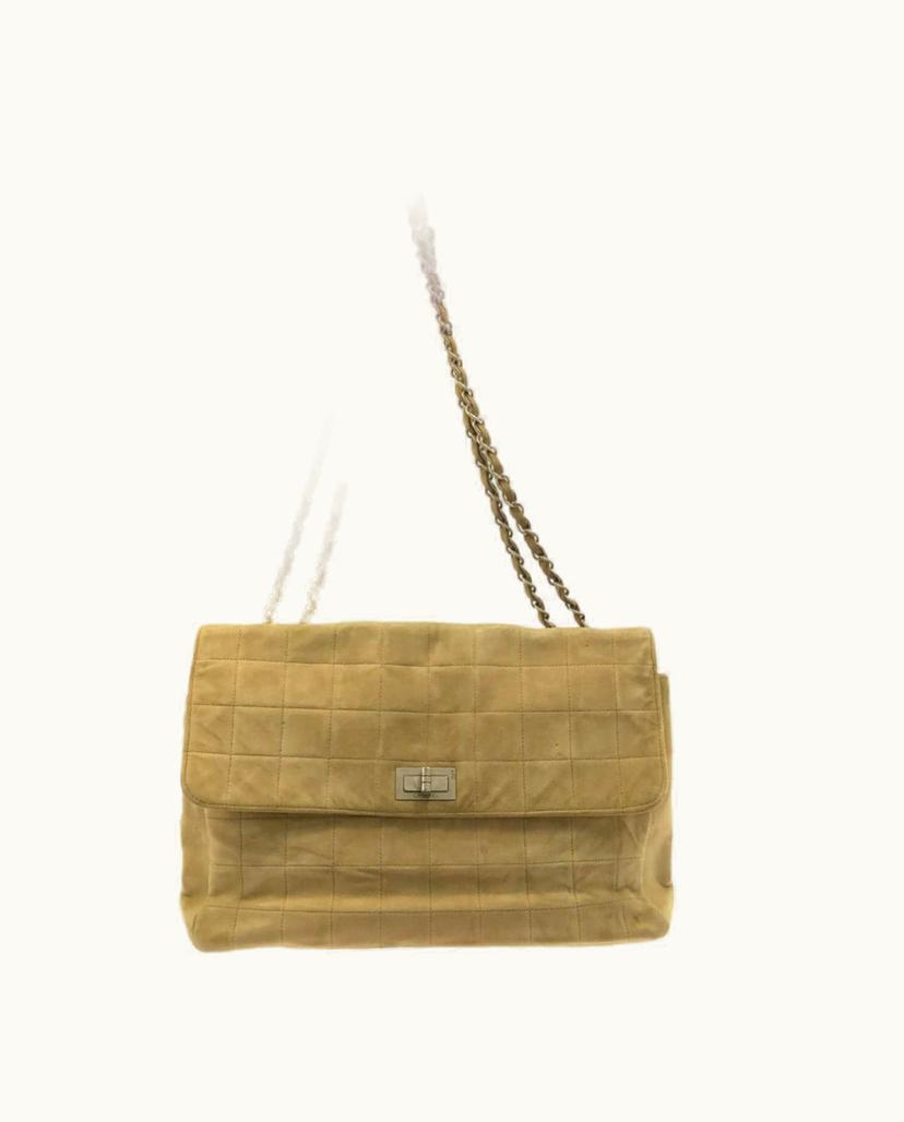 Chanel Chanel Women's Chocolate Bar Tote Bag Suede In Beige