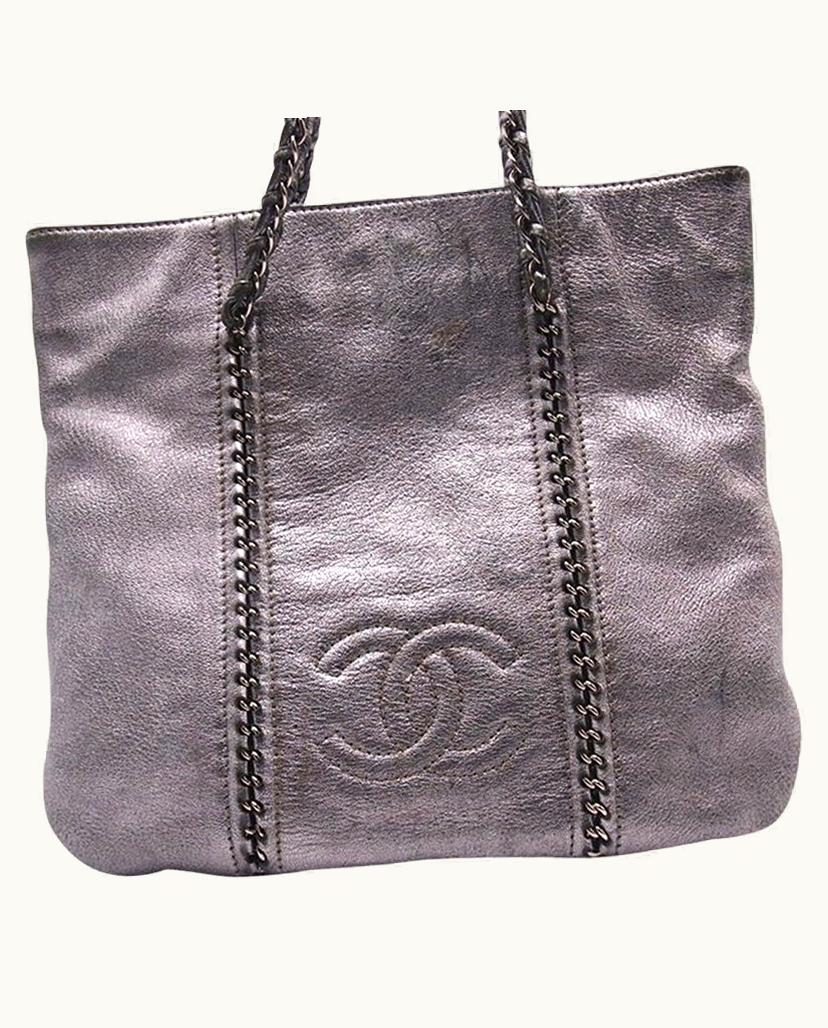 Chanel Chanel Shopping Tote Silvery Metallic Leather Shoulder Bag