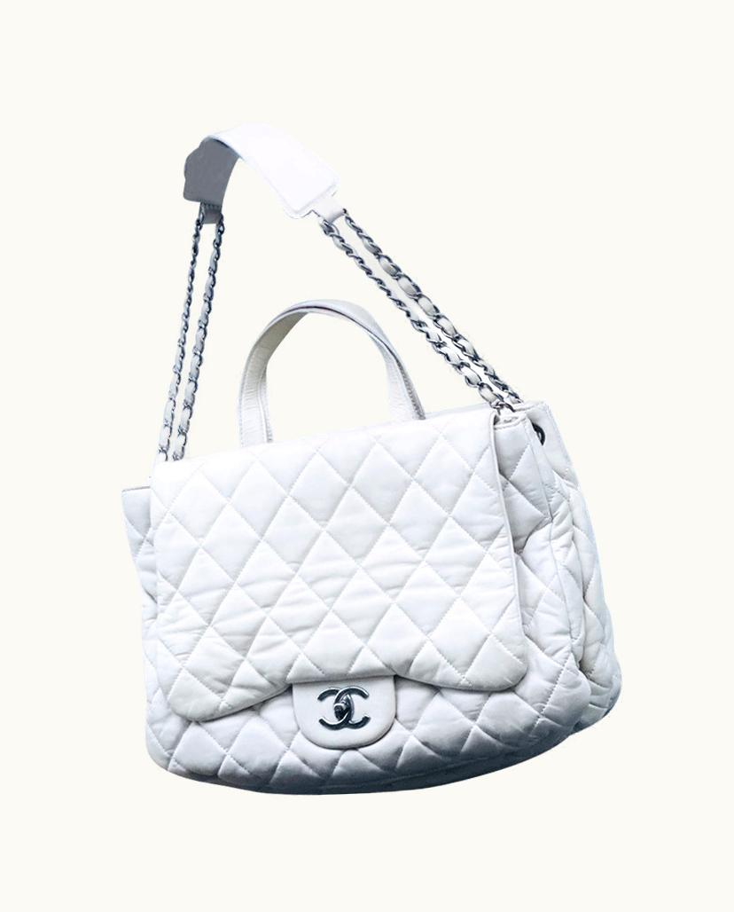 Chanel CHANEL Double-Face Shopper/Tote Bag Lamb Leather Beige