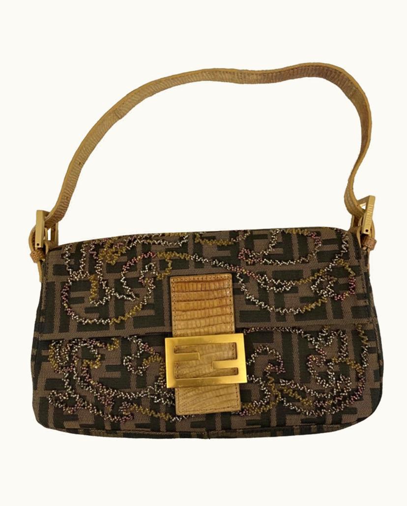 Fendi Fendi Baguette Bag Canvas Women's Brown