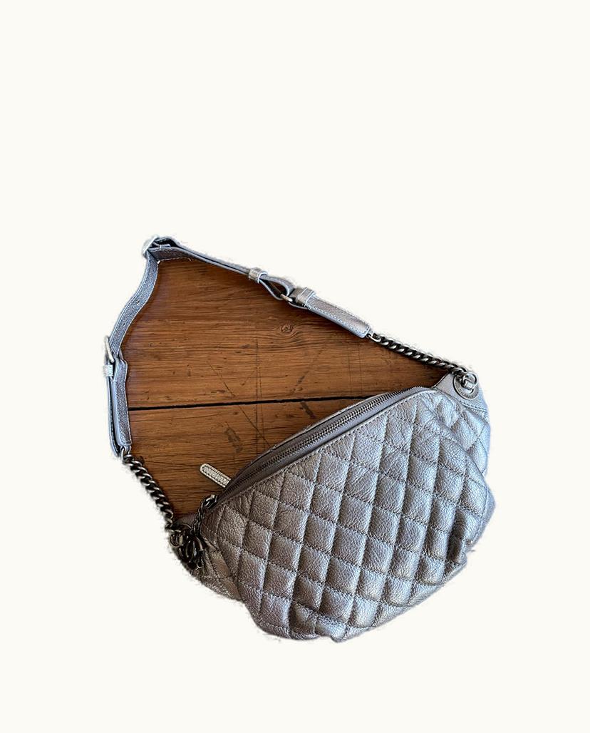 Chanel Chanel Classic Bum Bag Leather Silver