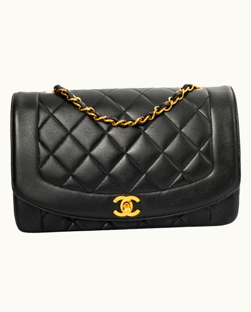 Chanel Chanel Diana Women's Flap Bag Leather In Black & Red