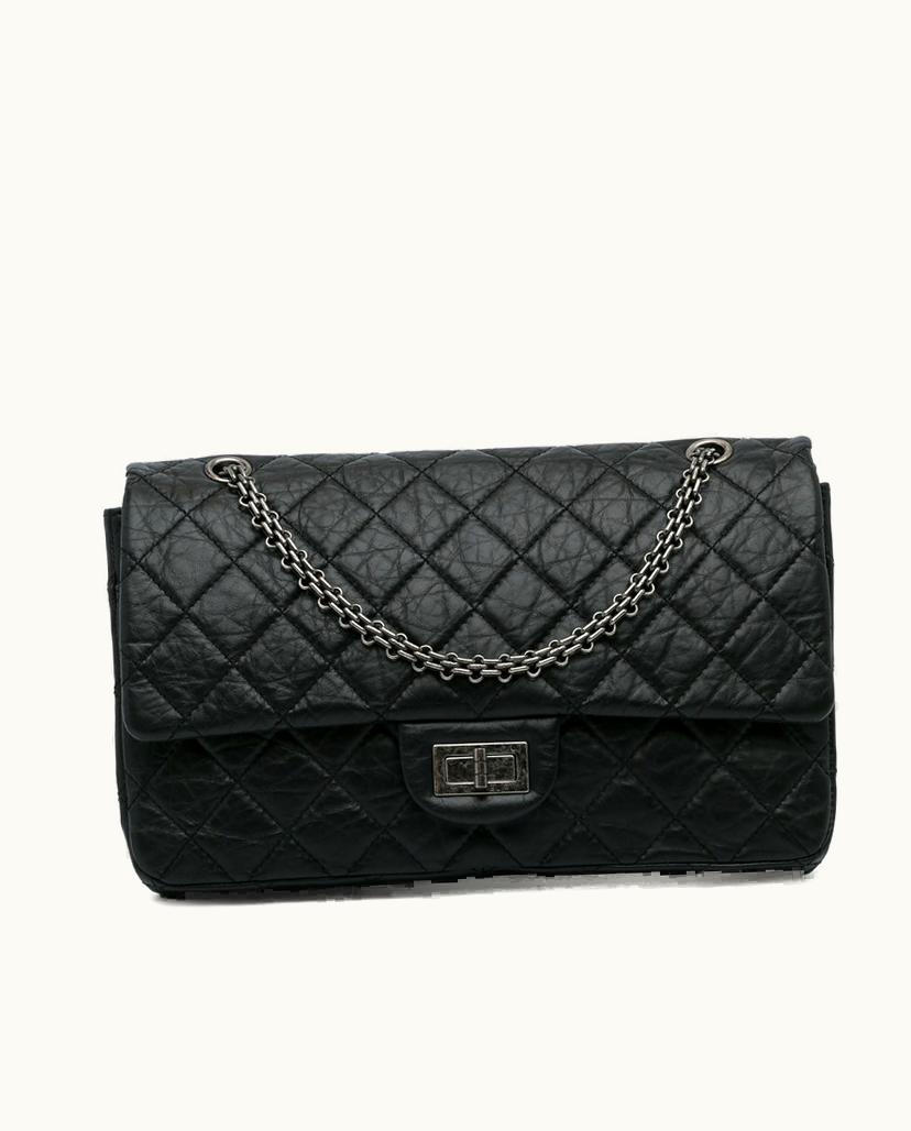 Chanel Chanel Reissue 2.55 Aged Calfskin Double Flap 227 Shoulder Bag Black