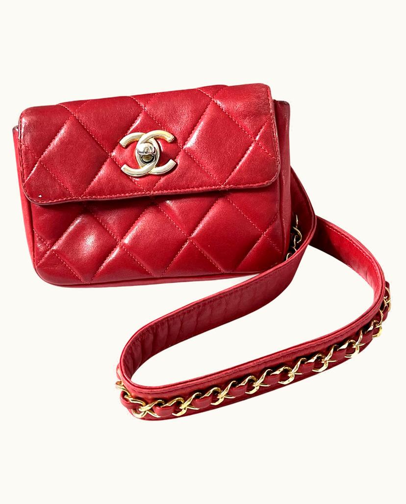 Chanel Chanel Women's Belt Flap Bag Leather In Red