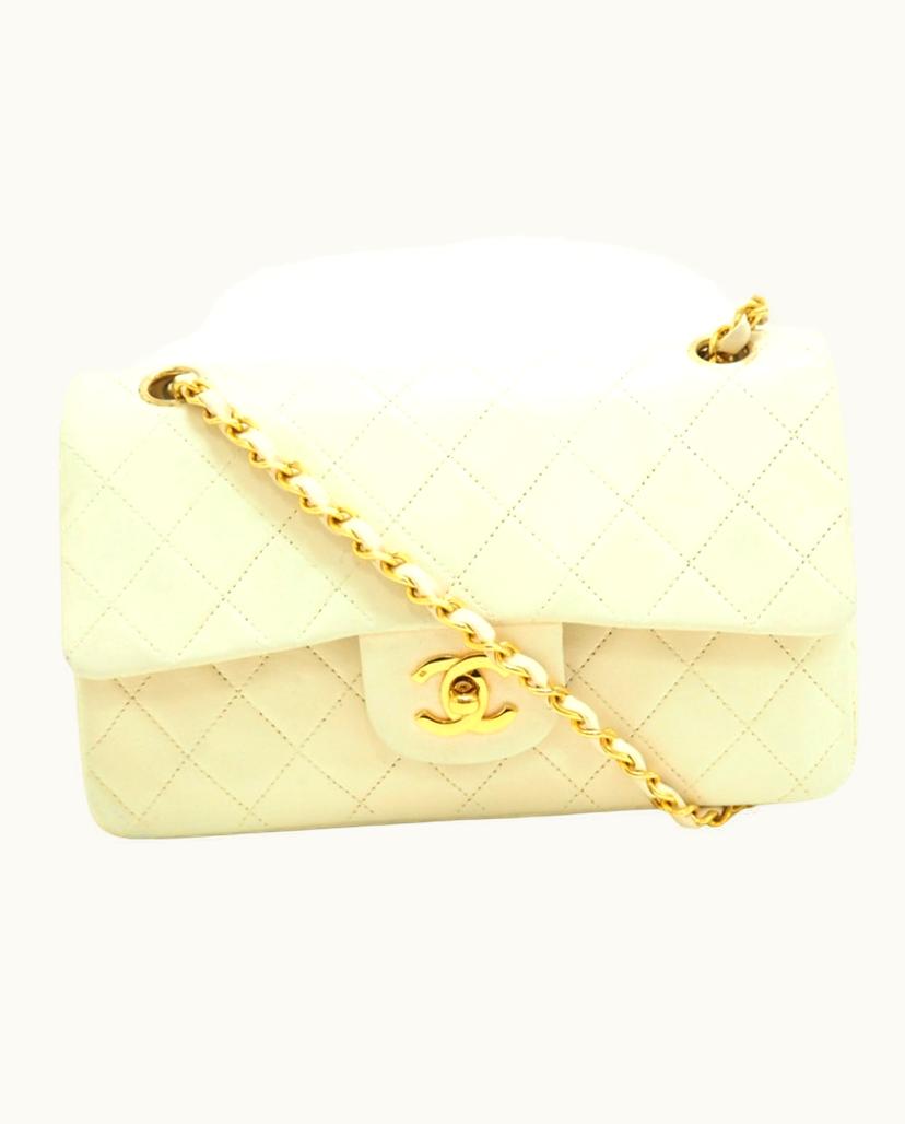 Chanel Chanel Double Flap Shoulder Bag White Leather