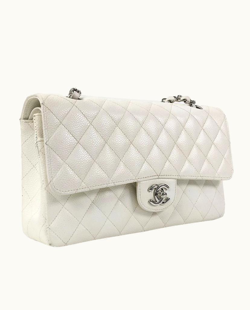 Chanel Chanel Classic Caviar Double Flap Shoulder Bag White x Ivory