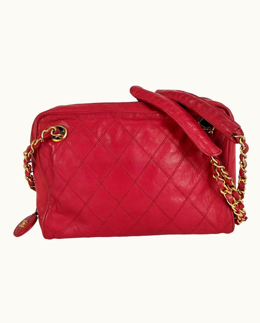 Chanel Chanel Vintage Matelassé Camera Bag Leather In Red