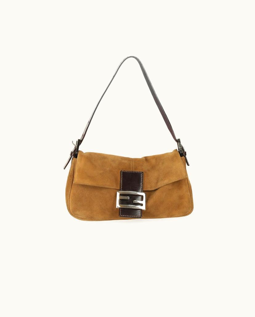 Fendi Fendi Baguette Shoulder Bag Suede Brown