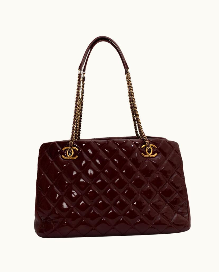 Chanel Chanel Women's Shopper Patent Leather In Bordeaux