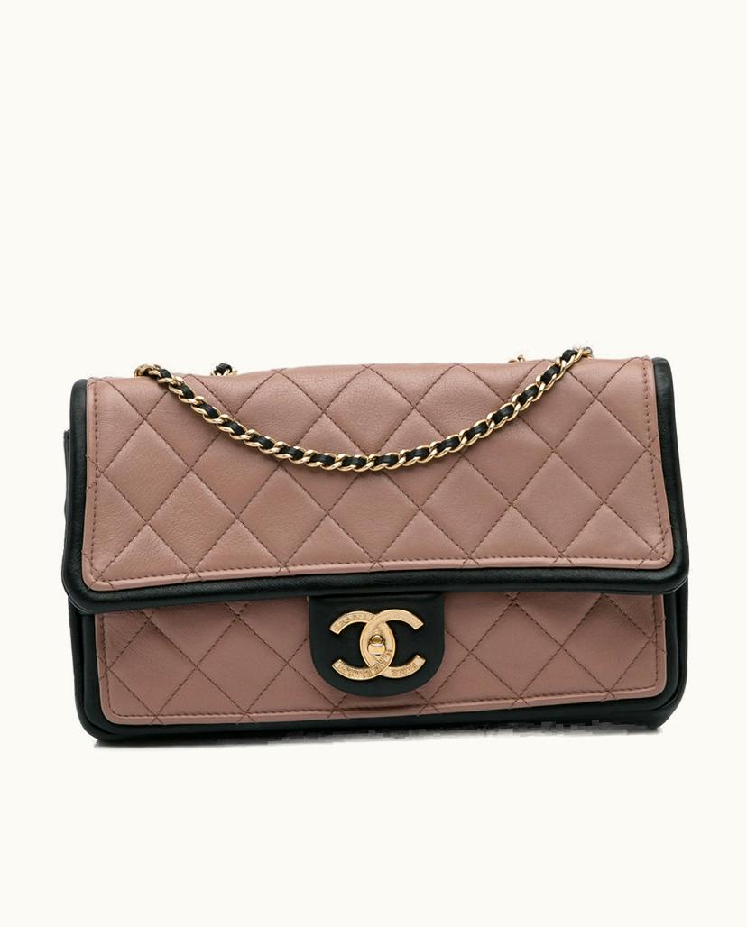 Chanel Chanel Quilted Calfskin Leather Shoulder Bag in Brown/Nude